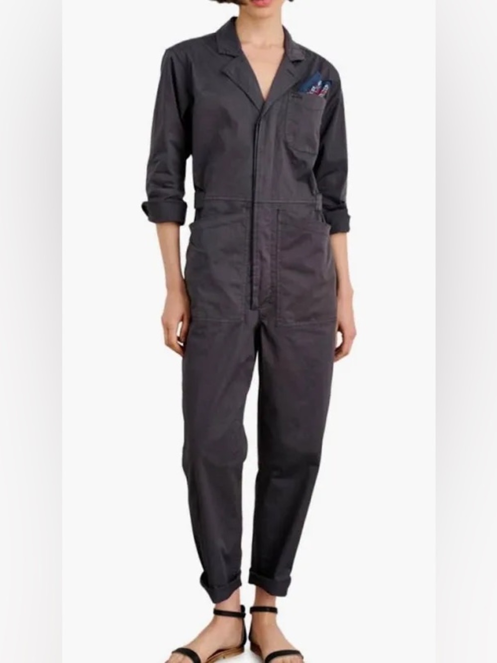 Alex Mill Navy Button-Front Utility Jumpsuit size S